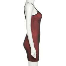 Vestido de mujer de verano dividido con tirantes ajustados sexys de doble capa de malla de alta gama de Yujie - vino tinto - Ver 3