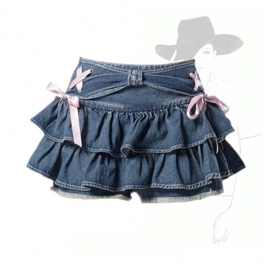 Falda vaquera con cinturón remachado para mujer, color azul y negro, Y2K, Harajuku, moda de  al por menor, minifalda Sexy de corte a de los años 90, ropa de verano 2026 - 3443 azul oscuro - Ver 1