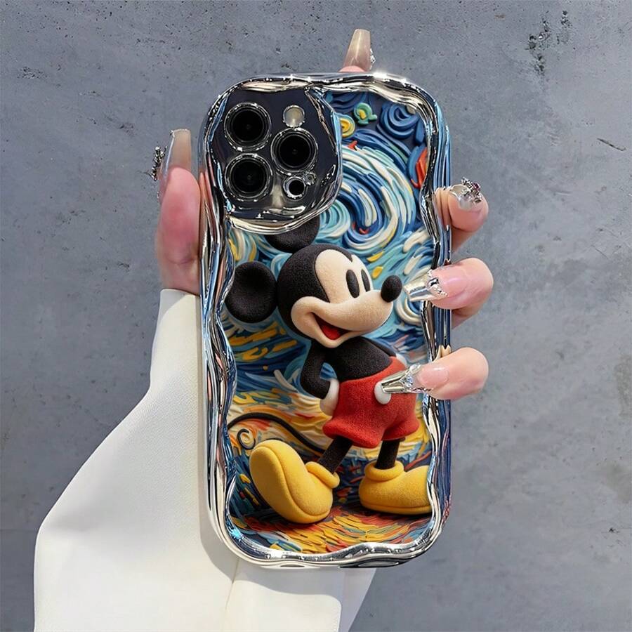Officially Licensed Disney Mickey Mouse Phone Case, This Protective Phone Case Features A Classic Print Of Cheerful Mickey Mouse With His Iconic Round Ears And Bright Smile, Set Against A Vibrant Backdrop Decorated With Subtle Star And Polka Dot Accents, Made With Flexible, Durable TPU Material To Protect Against Everyday Scratches, Bumps, And Minor Impacts, With A Raised Camera Frame For Extra Lens Protection, Slim And Lightweight Construction That Adds Minimal Bulk And Fits Easily In Pockets And Bags, Compatible With IPhone 17, 16, 15, 14, 13, 12, 11 Pro Models, Making It A Timeless Choice For Mickey Fans And Disney Lovers, Ideal For Birthdays, Holidays, Or Any Special Occasion To Surprise Family And Friends - Bạc - Xem 1