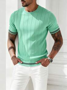 GRDR Men's Casual Lightweight Knit Short Sleeve Sweater - Mint Green - View 3