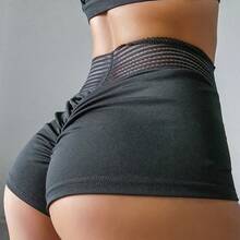 Deporte con bolsillo para glúteos para mujer, mallas ajustadas de cintura alta para entrenamiento físico, pantalones cortos de ciclismo con realce, ropa de gimnasio - Estilo negro B - Ver 5
