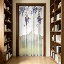 2pcs New Arrival Double Rod Curtain Design, Purple Vine Pattern, Suitable For Small Windows, Villas, Cafes, Shops, 200g/Sqm - 2pcs - View 9
