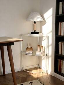 1pc Transparent Shelving Unit, Vertical Storage Rack, Triangular Side Table, Multi-Functional Open Storage Shelf, Bathroom Vanity Organizer, Made Of Acrylic, Creative Minimalist Side Table, Luxurious Ins Style Storage Rack, 2/3/4 Tier Corner Shelf, Easy Assembly, Sturdy Load Bearing, Space Saving, Suitable For Living Room, Bedroom, Sofa Side, Balcony Storage And Display, Can Be Placed In Corners, Kitchen - Transparent - View 6