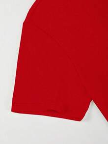 Claim Camiseta casual de manga corta y cuello redondo con estampado de verano para hombres, camiseta de streetwear de verano, camiseta de hombro caído, regalos para novio, vuelta al cole, camisetas gráficas - Rojo - Ver 4