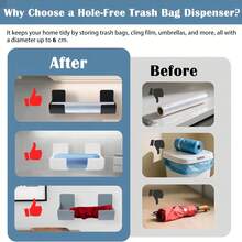 4pcs Plastic No-Drill Storage Racks, Refrigerator Side Organizer Racks, Can Hold Cling Wrap & Trash Bags, Cabinet Shelves - White - View 5