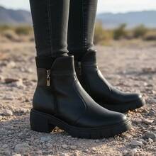 Women's Ankle Boot, Tractor Sole, Beira Rio Style, Soft And Lightweight With Zipper. - 黑色 - 查看 3