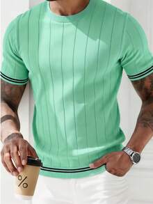 GRDR Men's Casual Lightweight Knit Short Sleeve Sweater - Mint Green - View 2