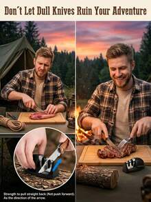 Portable Knife Sharpener – 2-Stage Tungsten Steel & Ceramic Rod Sharpener For Camping, Picnic, Fishing, And Outdoor Adventures – Compact Mouse-Shape Design Fits In Backpack, Glove Box, Or Tool Kit – Restore Razor-Sharp Edge In Seconds - Black - View 9