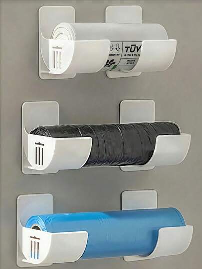 4 kệ nhựa không cần khoan, kệ đựng đồ bên hông tủ lạnh, có thể đựng màng bọc thực phẩm và túi rác, kệ tủ.