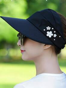 1 chiếc mũ rơm nữ, mũ rộng vành che nắng thích hợp cho bãi biển, du lịch, kỳ nghỉ, chống tia UV, mùa xuân/hè. - Nhiều màu - Xem 5
