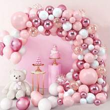 50pcs Pink Balloon And Aluminum Foil Sequin Balloon Garland Arch Kit, For Princess Theme Wedding Decor, Birthday Party Decor, Anniversary Decor, Graduation Decor, Holiday Decor, Shower Decor, Indoor Outdoor Decor, Home Room Decor - 18 YEARS - View 4