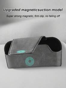 汽車眼鏡夾，麂皮感微纖維時尚眼鏡夾，翻蓋式設計，單手操作適合開車使用，適用於大多數汽車，防刮眼鏡收納整理盒，汽車眼鏡盒，時尚眼鏡收納盒 - 翻毛皮眼鏡夾 - 查看 3