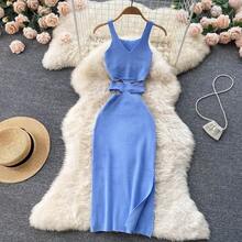 YuooMuoo vestido de mujer Sexy recortado paquete de cintura caderas vestido ceñido dividido moda de verano señora Vestidos de fiesta de punto vestido veraniego - OU20367-2026C-Blanco - Ver 2