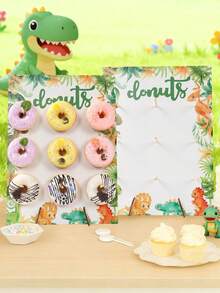 1 Set Wooden Arch Donut Display Stand, Featuring Jungle Animals, Pink Butterflies, Rainbow Unicorns And Mermaids, Suitable For Birthday Party, Wedding Table Decor, Dessert Display, Party & Wedding Centerpiece, Thanksgiving, Christmas Party Kitchen - Multicolor - View 5
