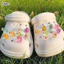 8/12/16/20 peças Decorações para Sapatos Clogs, Formato de Pato Fofo, Destacáveis, Brilham no Escuro, Adequados para Sapatos Clogs DIY, Acessórios Artesanais para Praia de Verão, Adequados para Furos de Sapato de 8-10mm. Este Produto Não Inclui os Sapatos, Apenas as Decorações para Sapatos. - Ver 8