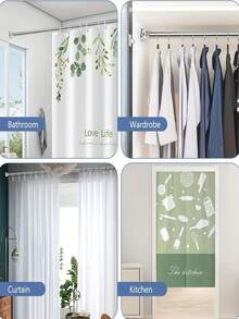 1 pieza Barra retráctil sin taladro, con resorte incorporado, de uso pesado, barra telescópica para colgar ropa en interiores y exteriores del hogar, estante para secar ropa, barra de cortina, barra de ducha, barra de ventana, adecuada para dormitorio, sala de estar, balcón - B - Ver 8