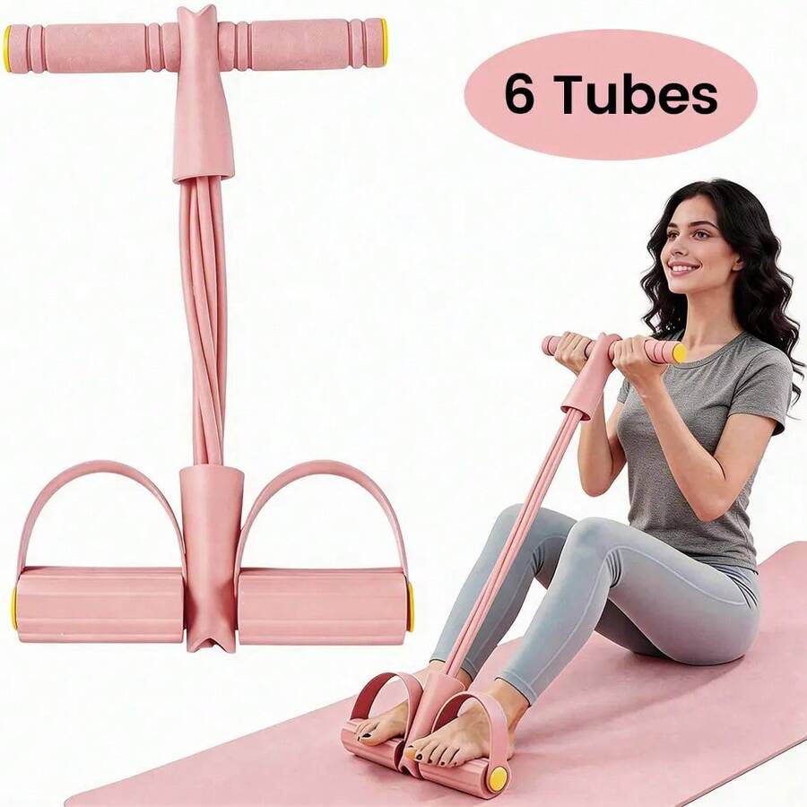 Multifunction Pedal Resistance Band, 6-Tube Resistance Band Pedal, Elastic Pull Rope Fitness, Home Gym Arm & Waist Training Pedal Band ,Yoga Stretching Band, Exercise Sit-Up, Yoga, Abdominal Training(Small Size) - Multicolor - View 1