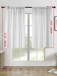 1pc/2pcs Transparent Solid Color Chiffon Curtains, Can Be Hung On Rod, Lightweight And Breathable, Fashionable Bedroom Decor, Suitable For Bedroom, Living Room, Balcony, Glass Door - White - View 28