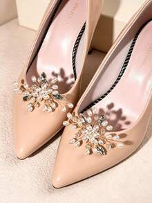 1 Paar goldfarbene Perlen & Kristall Schuhclips, abnehmbare Strass Schuh Accessoires, Braut Hochzeit Schuh Dekorationen, elegante Blumen Schuh Ornamente für Absätze und Pumps, ideal für Party, Abschlussball und besondere Anlässe, funkelnde Braut Schuh Dekorationen für Pumps und Absätze, elegante Blumen Schuh Ornamente für Abschlussball, Party und täglichen Gebrauch - Verschiedenfarbig - Übersicht 9