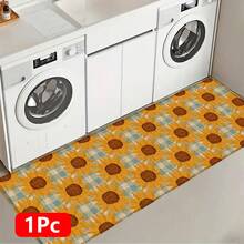 1 pieza Alfombra de lino con estampado de girasol y cuadros, alfombra de baño, felpudo, alfombra rectangular impresa en 3D para sala de estar, dormitorio, pasillo, baño, lavandería - Alfombra de poliéster, apta para decoración interior y exterior del hogar - Multicolor - Ver 18