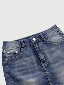 Women Denim Skirts - 淺藍色 - View 4