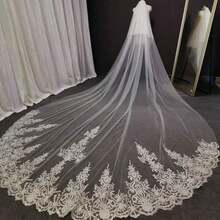 1 chiếc khăn voan cưới hai lớp bằng ren dành cho nữ, có lược cài kim loại, thích hợp cho các bữa tiệc cưới, màu trắng, trang phục mùa thu dành cho nữ. - trắng - Xem 3