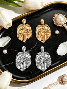 1 Đôi bông tai nữ hình lá bằng kim loại, kiểu dáng tối giản, thanh lịch và đa năng, phù hợp cho các bữa tiệc, hẹn hò, đeo hàng ngày và đi chơi. - Nhiều màu - Xem 7