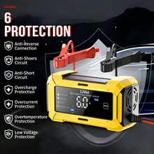 1pc 12V 6A Smart LCD Display Battery Charger, Car Battery Charger, Suitable For 2-100Ah Batteries In Automobiles, Trucks, Motorcycles, Lawn Mowers, Boats, Etc. With Voltage Detection, Temperature Compensation, Auto Stop When Fully Charged, 110V-240V~ Power Supply (EU) - EU Plug - View 12