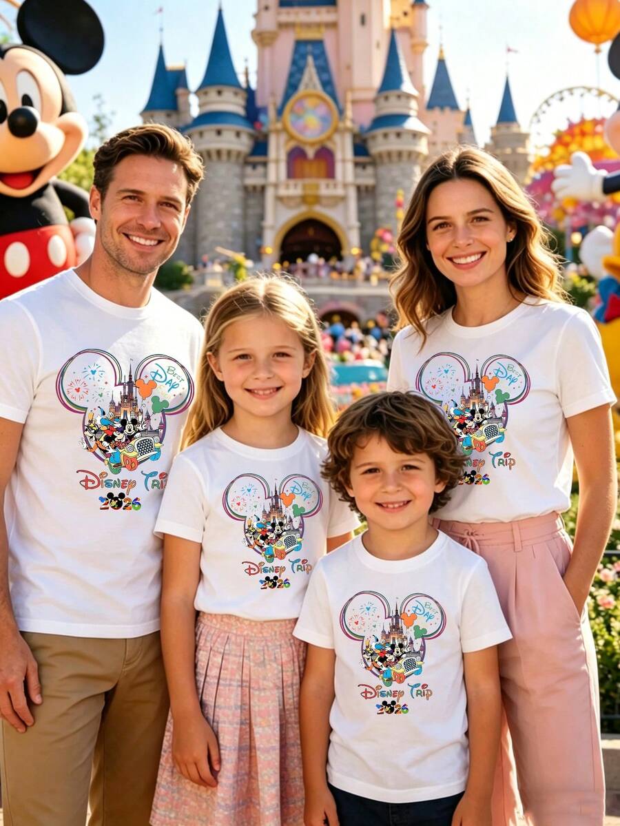 Disney Trip 2026 Family Matching Shirts, Best Day Ever Mickey Castle T-Shirts, Cute Coordinating Outfits For Disneyland Vacation - 女 - 查看 1