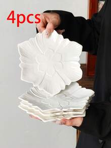 1pc/2pcs/4pcs French Ins Style Pure White Ceramic Embossed Flower 6-Inch Plate, Dessert Cake Plate, Appetizer Pickle Plate, Fruit Candy Snack Plate, Suitable For Home And Commercial Use, Microwave, Dishwasher, Oven - Multicolor - View 17