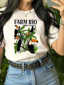 Women's T-Shirt Colorful By Nature 100% Cotton Women's T-Shirt Brazil Stylish 100% Cotton Stylish Toucans Brazilian - 白色 - 查看 3