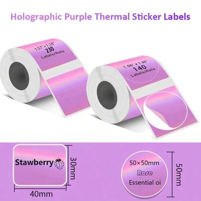 [Etiqueta térmica] 1 rollo de 50 mm de papel de etiqueta térmica a color para impresora de etiquetas Phomemo M110, M120, P50, E210 Usado para logos DIY, códigos QR 140 piezas/rollo