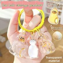 1pc Acrylic Transparent Pet Cat Hair Storage Box, Keychain Pendant Decor, Suitable For Tabby, Siamese, Calico Cats And More Breeds - Multicolor - View 2