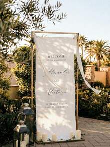 Lace Wedding Welcome Sign - Multicolor - View 1
