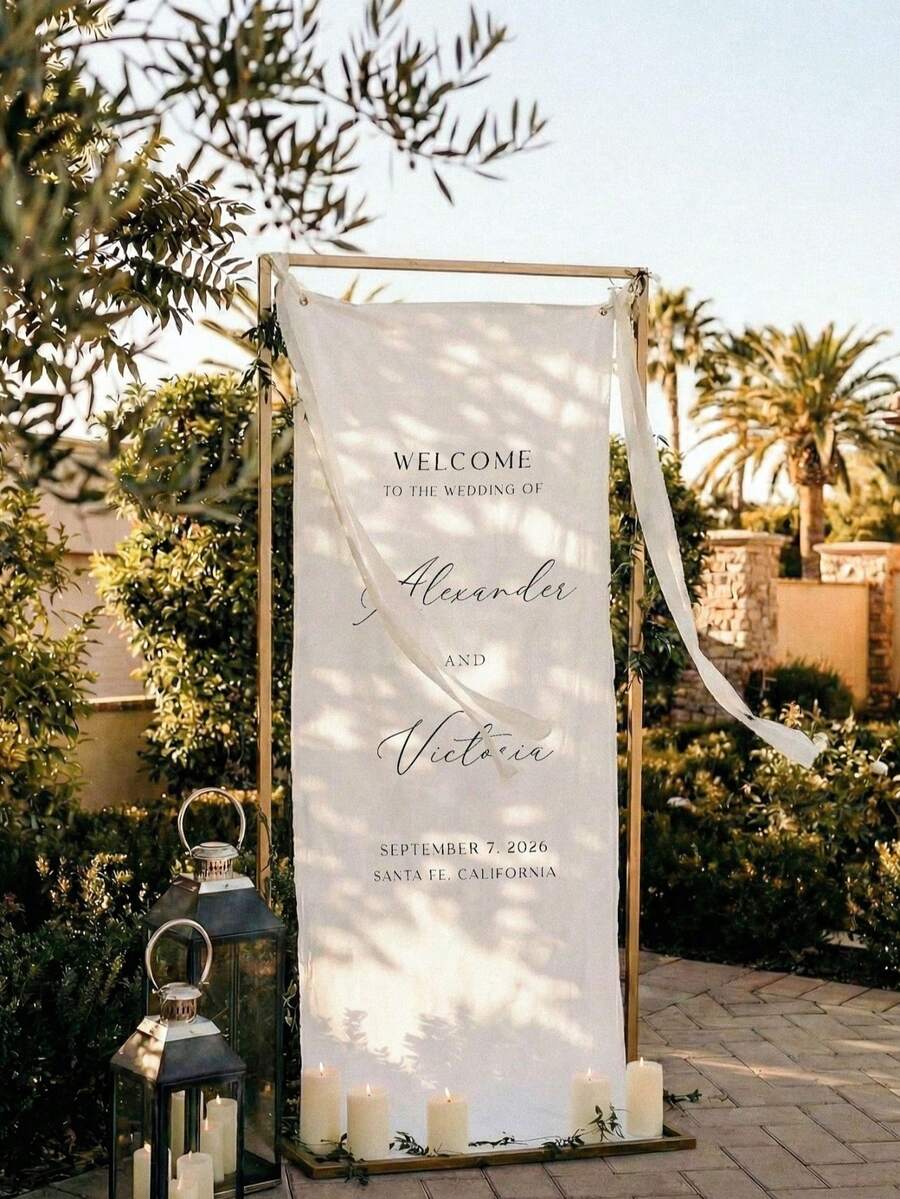 Lace Wedding Welcome Sign - Multicolor - View 1