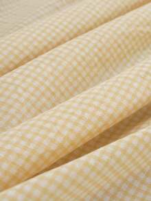 1pc Pale Yellow Plaid Tablecloth With Skirt, Fresh Style, Suitable For Daily Home Tabletop Decoration - Light Yellow - View 4