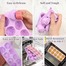 1/2pcs Rose Mousse Cake Silicone Mold, 6pcs Rose Shaped Candy Mold, Pink Chocolate Silicone Mold, Non-Stick Baking Mold, Suitable For Valentine's Day Party, Candy, Cake, Dessert, Pastry, Soap And Ice Cream, Kitchen Baking Tool/Accessory - 彩色 - 查看 7