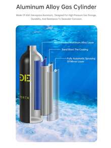 DIDEEP Underwater 15-20 Minutes 1L  Diving Tank Set Include Hand Pump - Yellow - View 7