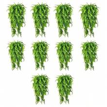 超逼真悬挂植物套装 - 人造蕨类和常春藤绿植 - 抗紫外线、低维护塑料装饰，适用于露台、门廊和室内空间 - 綠色 - 查看 10