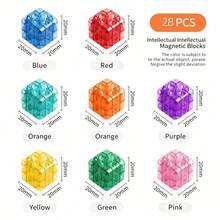 28PCS/75PCS 2.0 Rounded Transparent Magnetic Portable Box Magnetic Building Blocks Travel Set, Magnetic Blocks Toddler Toys 3D Magnetic Cube Toys Magnetic Construction Blocks Set Suitable For STEM Construction Magnetic Toys For 3+ Children Boys Girls (Random Color) - Multicolor - View 10