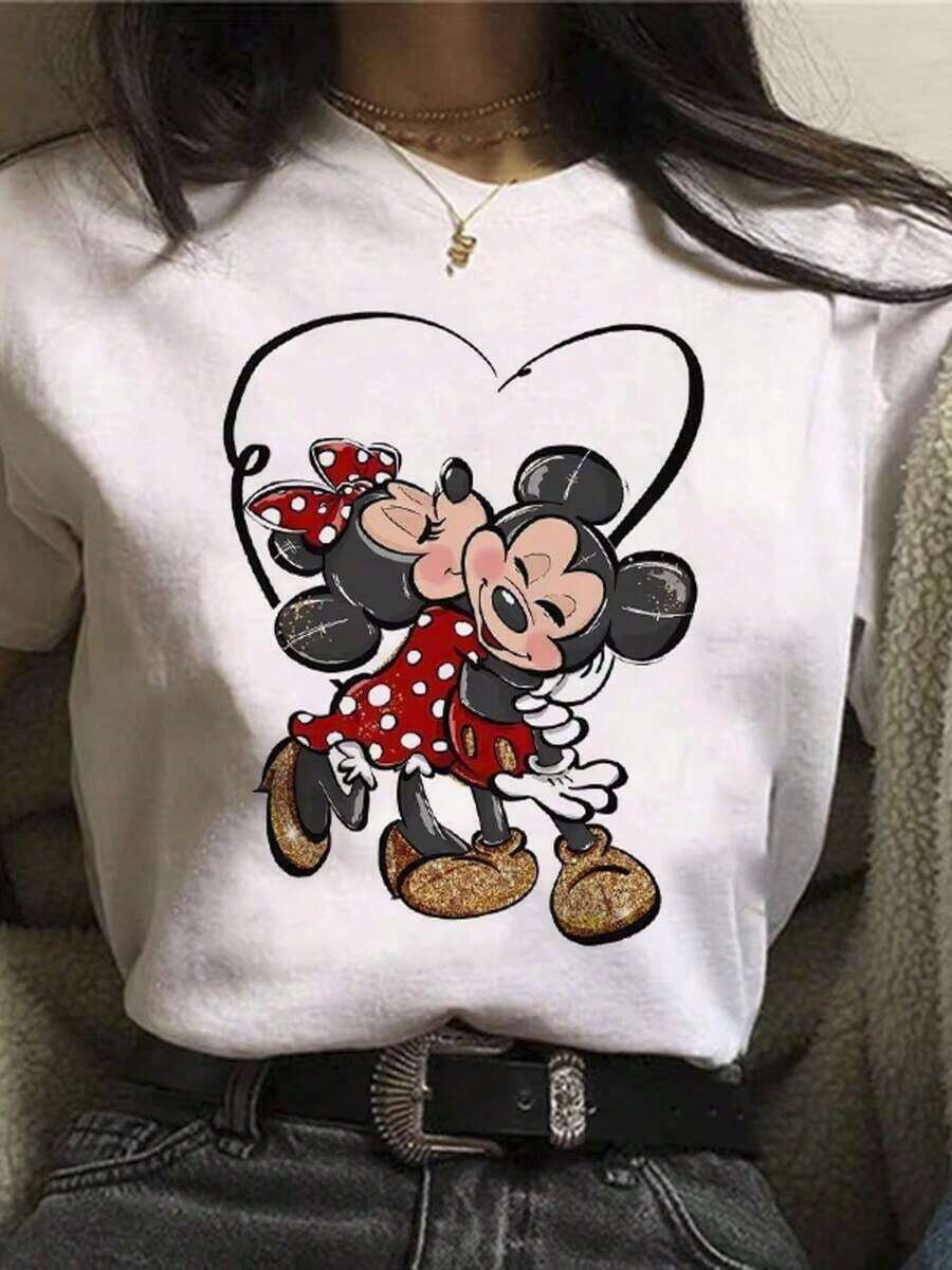 Summer T-Shirt, Mickey Minnie's Love Is Suitable For Everyday Wear, And It Is Necessary To Wear It Easily In Summer. Micro-Elastic, Soft Round Neck Casual Daily Coat, Including Disney Fashion Print, Round Neck Summer Sweatshirt, Both For Men And Women, Holiday Gift. -- Disneys Disneyland Paris The Magic Kingdom Disneyesque The House Of Mouse Mickey Mouse Empire Modest Summer Outfits Take That T Shirt Summer Coord Tops For Women Summer Summer Clothes Women Summer Clothes Summer Tops Summer Tops Women Summer Co Ord Summer Top Summer Outfits White Top Black Top Holiday Outfits For Women Tops For Women Summer Holiday Gifts Valentine's Day Gifts Earth Day Gifts Oktoberfest Gifts Summer Bank Holiday Gifts - trắng - Xem 1