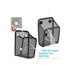 1pc Square Minimalist Metal Grid Magnetic Pen Holder, Made Of High-Quality Rust-Resistant Iron Wire, With Strong Magnetic Adsorption Design, Smooth Edges, Grid Breathable Structure, Multi-Functional Wall-Mounted Magnetic Pen Rack - Multicolor - View 10