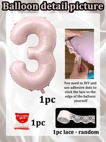 40-Inch Matte Pink Large Aluminum Foil Number Balloons, 0-9 Lace Edged Aluminum Foil Balloons, With Glue Dots, Reusable, Suitable For Birthday Party Decor, Holiday Decor, Hawaiian Party Decor, Room Background Decor, Photo Props, Valentine's Day Decor, Indoor & Outdoor Use, Gender Reveal, Decorations - Pink - View 16