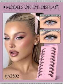 10 Pairs Short 3D Faux Mink Lashes With Transparent Band, Cat Eye Style, Natural Look Eyelashes - View 2