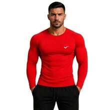 Kit 2 Camisa Térmica Uv 50+ Segunda Pele Camiseta Blusa Malha Fria Academia Esportes - Preto & Vermelho - Visão 3