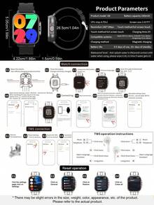 1pc New Smart Watch With Built-In Wireless Earbuds, 2-In-1 Flip Design, 2.01" Touchscreen, Supports Wireless Calling, Music Playback, NFC, Sleep Monitoring, Pedometer, Weather Forecast, Message View, Multiple Sports Modes, Compatible With Various Smartphones. - Multicolor - View 3