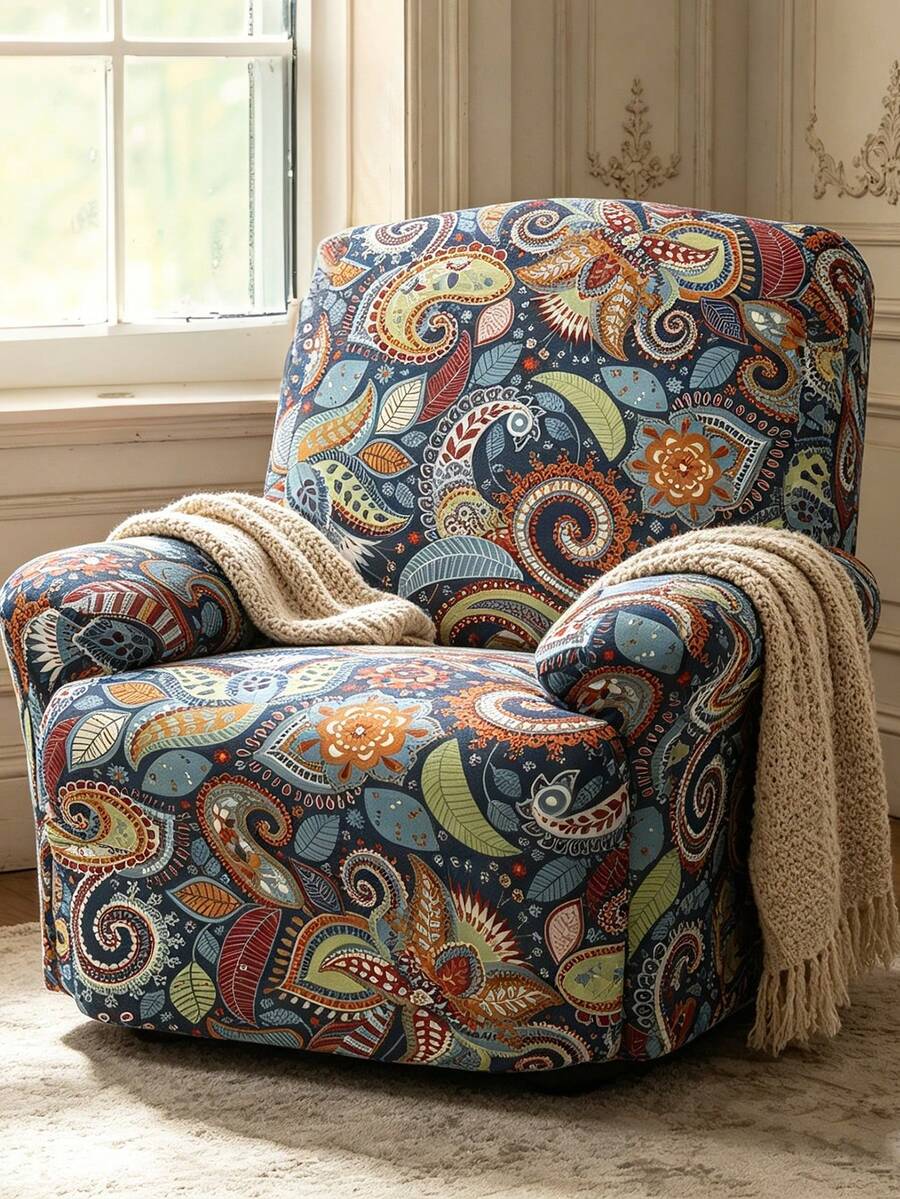 4/6/8pcs Floral Pattern Recliner/Sofa Covers, Stretch Sofa Slipcovers Dust-Proof & Dirt-Resistant, Suitable For Living Room, Office, Home Decor