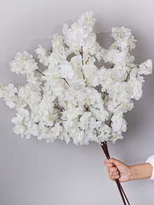 3/1支人造白色花枝，逼真櫻花裝飾，仿真花卉裝飾，適用於婚禮、訂婚、情人節，塑膠人造花，可用於居家與飯店天花板、桌面裝飾 - 白色 - 查看 7