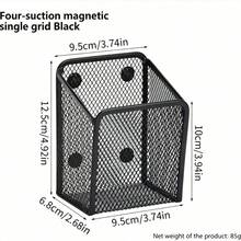 1pc Square Minimalist Metal Grid Magnetic Pen Holder, Made Of High-Quality Rust-Resistant Iron Wire, With Strong Magnetic Adsorption Design, Smooth Edges, Grid Breathable Structure, Multi-Functional Wall-Mounted Magnetic Pen Rack - Multicolor - View 12