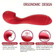 Tongue Licking And Tapping VibratorMulti-Point Stimulation Vibration Massage Stick Adult Sex Toy For Women Masturbator Vibrator Dildo - Hot Pink - View 5